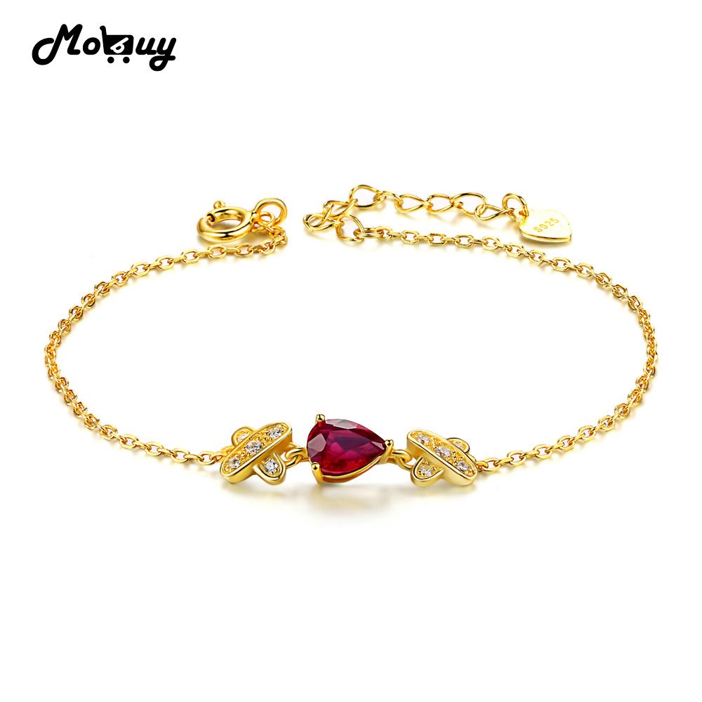 MBHI037 Pear Shape Gemstone Ruby Bracelets & Bangles 925 Sterling-Silver-Jewelry Rose Gold Plated Fine Jewelry For Women