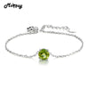 MBHI039 Flat Natural Gemstone Peridot Bracelets & Bangles 925 Sterling-Silver-Jewelry White Gold Plated Chain For Women
