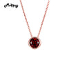 MBNI002 Round Cut Natural Gemstone Red Garnet Necklaces & Pendants Sterling Silver 925 Jewelry Rose Gold Plated For Women