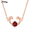 MBNI005 Hollow Heart Red Natural Gemstone 5mm Garnet Necklace & Pendant 925 Sterling Silver Rose Gold Plated Fine Jewelry