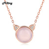MBNI007 Natural Gemstone Rose Quartz Lovely Bear Necklace & Pendant 925 Sterling Silver Rose Gold Plated Fine Jewelry Gift