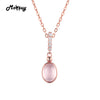 MBNI009 Pink Natural Gemstone Rose Quartz Necklace & Pendant 925 Sterling-Silver-Jewelry Rose Gold Plated Fine For Women