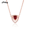 MBNI014 Triangle Red Natural Gemstone Garnet Necklace & Pendant 925 Sterling Silver Rose Gold Plated Fine Jewelry