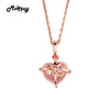 MBNI016 Heart Cut Natural Gemstone Rose Quartz Bow Necklaces & Pendants Sterling Silver 925 Jewelry Gold Plated For Women