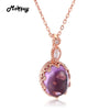 MBNI021 Oval Natural Gemstone Amethyst Necklace & Pendant 925 Sterling Silver Rose Gold Plated Fine Jewelry For Women Gift