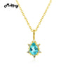 MBNI023 Star Natural Gemstone Apatite Necklace & Pendant 925 Sterling Silver 14K Yellow Gold Plated Fine Jewelry