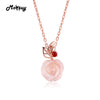 MBNI025 Unique Rose Flower Natural Gemstone Rose Quartz Necklace & Pendant 925 Sterling Silver Gold Plated Fine Jewelry