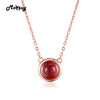 MBNI026 Simple Style Red Natural Gemstone Garnet Necklace & Pendant 925 Sterling Silver Gold Plated Fine Jewelry For Women