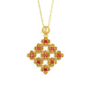 MBNI029 Flower Natural Gemstone Red Garnet Weddding Necklaces & Pendant 925 Sterling-Silver-Jewelry 14K Yellow Gold Plated