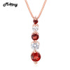 MBNI032 Multi Stones Red Natural Gemstone Garnet Necklace & Pendant 925 Sterling Silver Rose Gold Plated Fine Jewelry