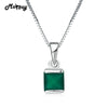 MBNI038 Natural Gemstone Square Green Chalcedony Necklaces & Pendants 925 Sterling-Silver-Jewelry White Gold Fine Jewelry