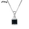 MBNI039 Gemstone Square Black Chalcedony Necklaces & Pendants 925 Sterling Silver White Gold Fine Jewelry For Women Gift