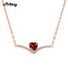 MBNI044 Natural Gemstone Romantic Red Heart Garnet Necklace & Pendant 925 Sterling Silver Rose Gold Party Fine Jewelry