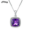 MBNI045 Classic Gemstone Square Amethyst Necklaces & Pendants 925 Sterling-Silver-Jewelry White Gold Plated Fine Jewelry