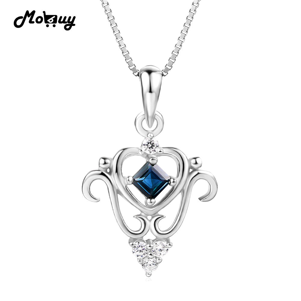 MBNI055 Natural Gemstone Sapphire Fairy Necklace & Pendant 925 Sterling Silver Fine Jewelry For Women Engagement & Wedding