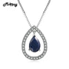 MBNI059 Luxury Natural Gemstone Teardrop Sapphire Necklace & Pendant 925 Sterling Silver Box Chain Fine Jewelry For Women