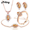 Natural Gemstone 100% 925 Sterling Silver 4pcs Marquise Citrine Romantic Fine Jewelry Sets For Women Party V005EHNR