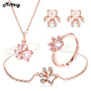 Natural Gemstone Heart Rose Quartz 100% 925 Sterling Silver 4pcs Jewelry Sets For Women Bearfoot Fine Jewelry V035AEHNR