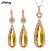 Pear Citrine Natural Gemstone 2pcs Trendy Jewelry Sets 100% 925 Sterling Silver For Women Wedding Fine Jewelry V047EN