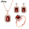Vintage Natural Gemstone 3pcs Jewelry Sets For Women Wedding 100% 925 Sterling Silver Fine Garnet Jewelry V011ENR