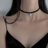 Modern Jewlry Black Choker Necklace Simply Design One Single Simulated Pearl Artificial Suede Necklace For Girl Lady Gifts