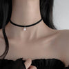 Modern Jewlry Black Choker Necklace Simply Design One Single Simulated Pearl Artificial Suede Necklace For Girl Lady Gifts
