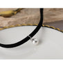 Modern Jewlry Black Choker Necklace Simply Design One Single Simulated Pearl Artificial Suede Necklace For Girl Lady Gifts