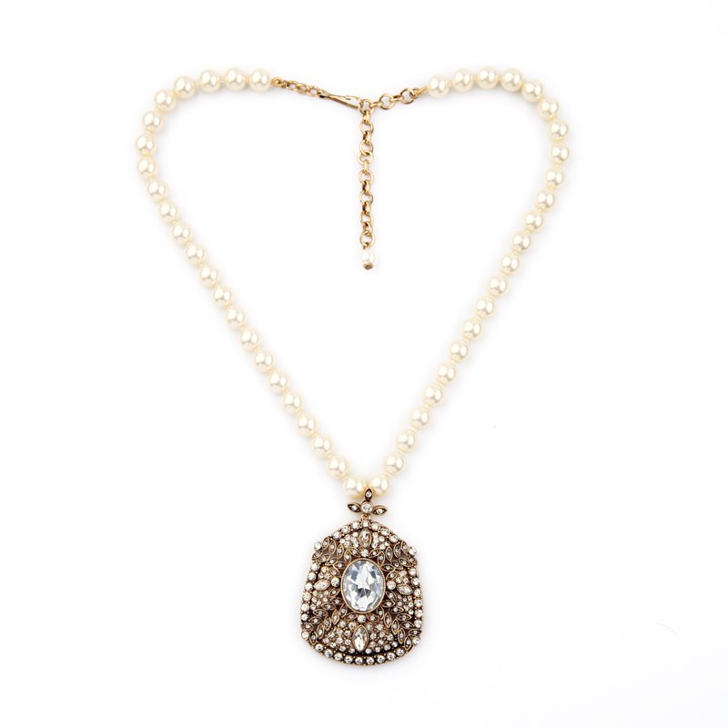 Modern Women Simple Fashion Party Jewelry Imitation Pearls Geometric Pendant Necklace Factory Wholesale