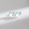 Modian 925 Sterling Silver Round Exquisite Moonstone 4 5 6 MM Stud Earrings Platinum Plated Charm Ear Studs For Women Jewelry