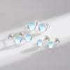 Modian 925 Sterling Silver Round Exquisite Moonstone 4 5 6 MM Stud Earrings Platinum Plated Charm Ear Studs For Women Jewelry
