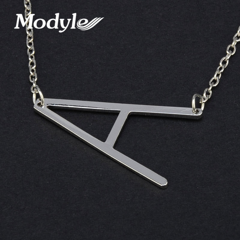 Modyke Fashion Letter Necklaces Pendants Alfabet Initial Necklace Gold Silver Color Choker Necklace Women Jewelry