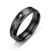 2020 Black Stainless Steel Electrocardiogram Heartbeat Rings For Men Rock Ring Jewelry