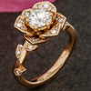 2020 New Design Gold Color CZ Stone Rose Flower Ring for Woman