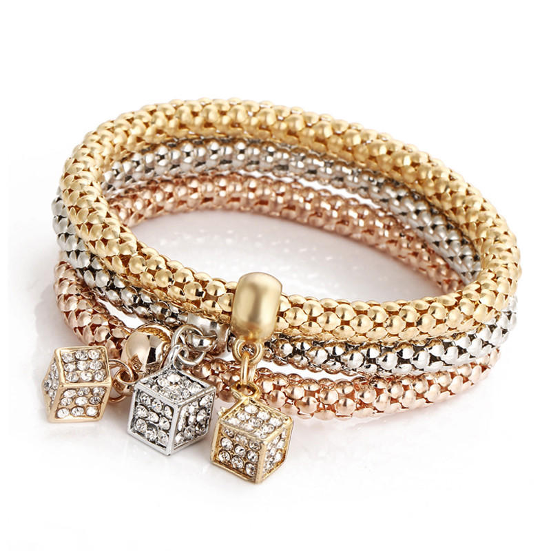 2020 New Fashion Bracelets Bangles Jewelry Gold Color Chain Bracelet Round Hollow Charm Bracelets For Women