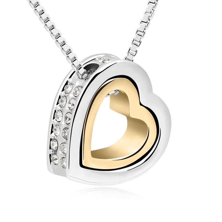 Brand Gold-Color Austrian Crystal Luxury Brand Heart Necklaces & Pendants Fashion Jewelry for Women 2020