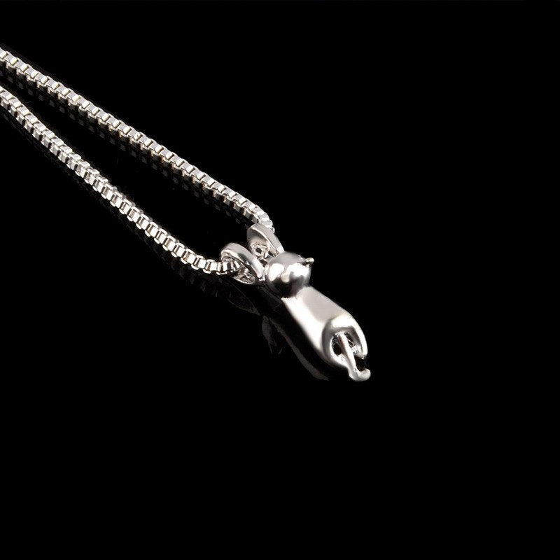 Cute Cat Necklace & Pendant For Women Gift Silver/Gold Color Wholesale Trendy Rhinestone Animal Pet Charm Jewelry Hot