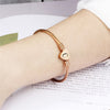 Modyle Rose Gold Color Stainless Steel Heart Bracelet Bangle With Letter  Initial Alphabet Charms Bracelets For Women