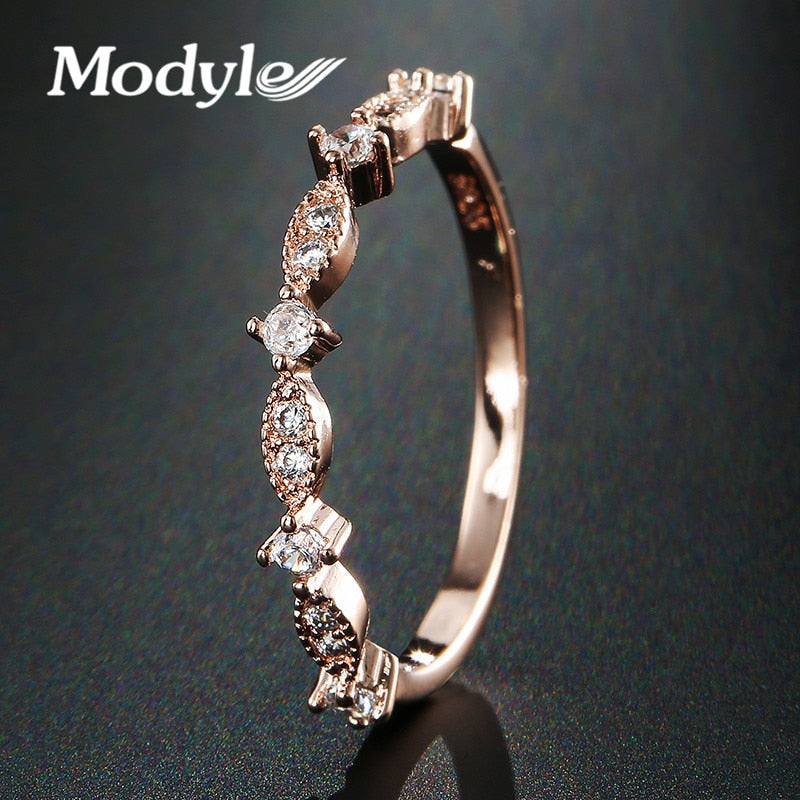 Rose Gold Color TOP Class Heart Rhinestones Eternity Wedding Ring for Woman