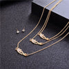 Women Wedding Fashion Crystal Heart Love Jewelry Set Necklace Earring Chain Bridal African Beads Crystal Accessories
