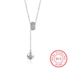 Zircon Ball Pendant 100% Real 925 Sterling Silver Romantic Long Necklace Pendant Women Jewelry Famous Brand