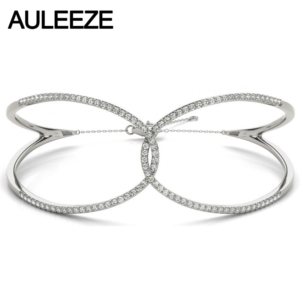 Moissanites Butterfly Bangle 14k White Gold Lab Grown Diamond Fashion Bracelet 585 White Gold Engagement Wedding Fine Jewelry