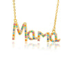 Mom Letter Colorful Zircon Pendant Necklace For Women Stainless Steel Gold Color Necklaces Mother's Day Jewelry Gift collares