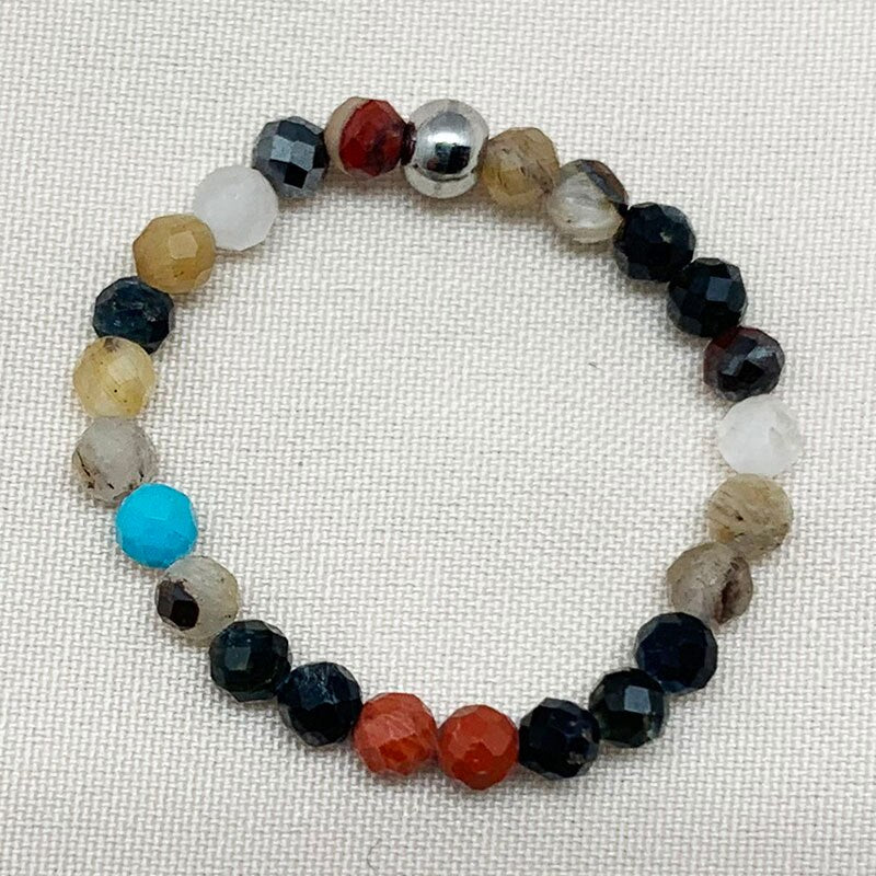 Momiji Bohemian Bead Rings Section Multi Color Natural Stone Jewelry Handmade Gifts Women Girls Wedding Rings Elastic Adjustable