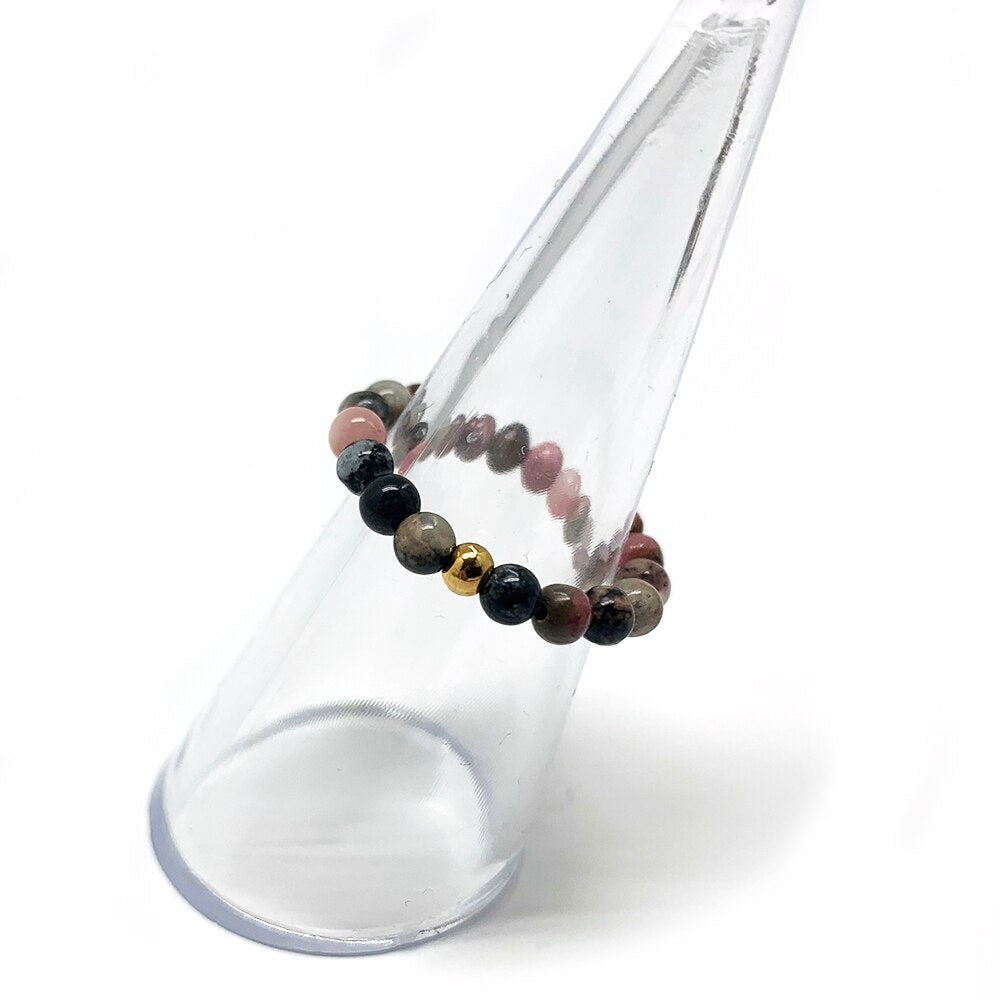 Momiji Bohemian Bead Rings Section Multi Color Natural Stone Jewelry Handmade Gifts Women Girls Wedding Rings Elastic Adjustable