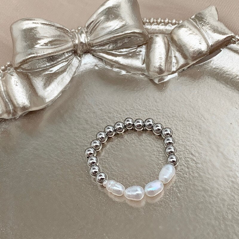 Momiji Bohemian Bead Rings Section Multi Color Natural Stone Jewelry Handmade Gifts Women Girls Wedding Rings Elastic Adjustable