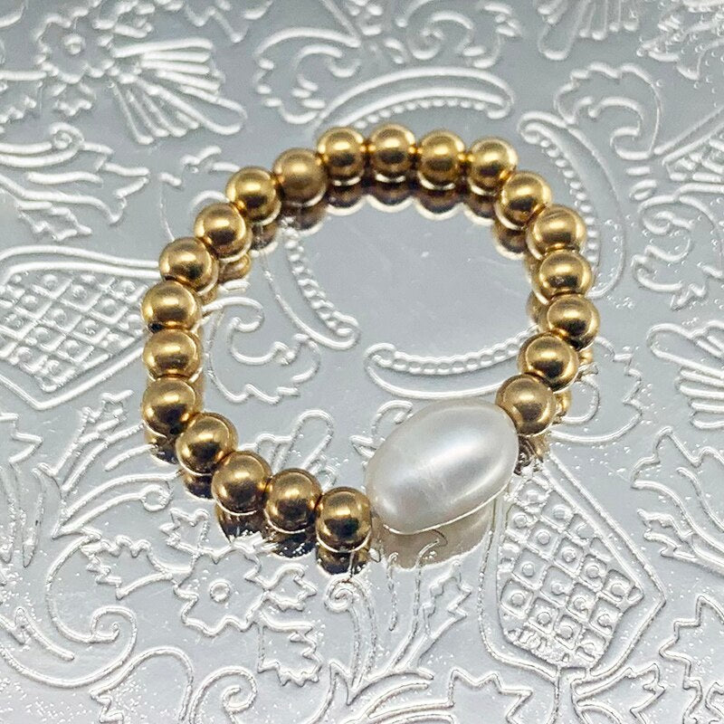 Momiji Bohemian Bead Rings Section Multi Color Natural Stone Jewelry Handmade Gifts Women Girls Wedding Rings Elastic Adjustable