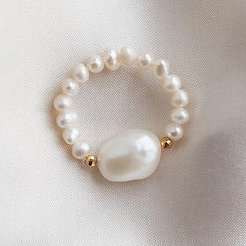 Momiji Bohemian Bead Rings Section Multi Color Natural Stone Jewelry Handmade Gifts Women Girls Wedding Rings Elastic Adjustable