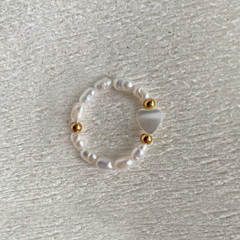 Momiji Bohemian Bead Rings Section Multi Color Natural Stone Jewelry Handmade Gifts Women Girls Wedding Rings Elastic Adjustable