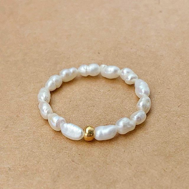 Momiji Bohemian Bead Rings Section Multi Color Natural Stone Jewelry Handmade Gifts Women Girls Wedding Rings Elastic Adjustable