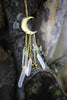 Moon And Quartz Crystal Gold Necklace/Witchcraft Jewelry